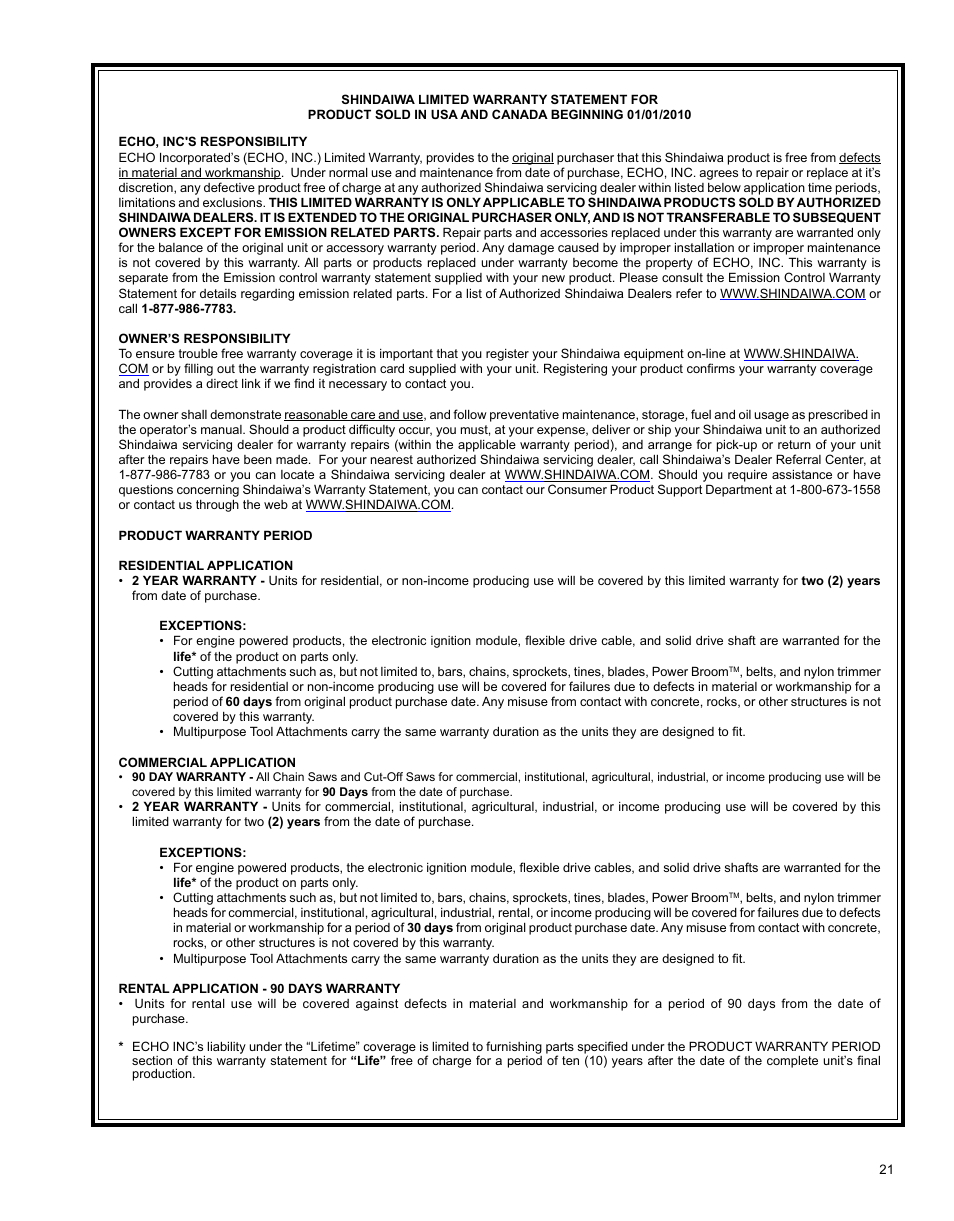 Shindaiwa PowerBroom PS344 User Manual | Page 21 / 28