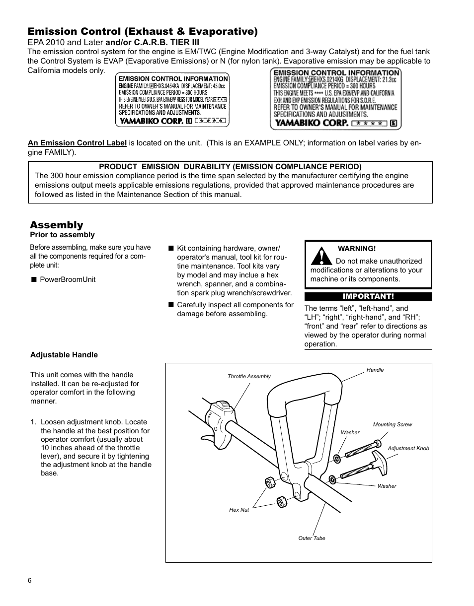 Assembly, Emission control (exhaust & evaporative) | Shindaiwa PowerBroom PS344 User Manual | Page 6 / 28