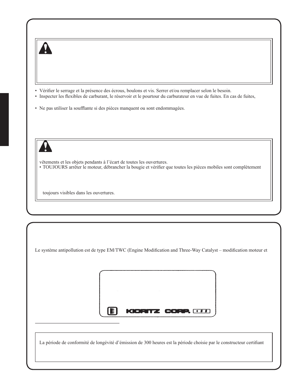 Avertissement, Epa phase 2/ c.a.r.b. tier iii | Shindaiwa SV212 User Manual | Page 62 / 84