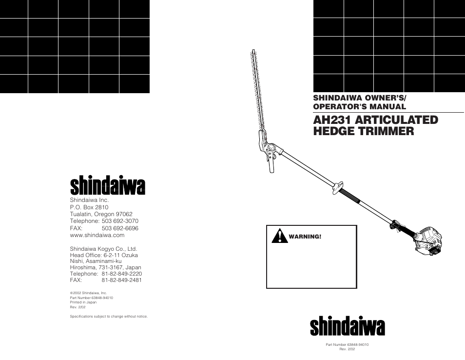 Shindaiwa 63848-94010 User Manual | 18 pages