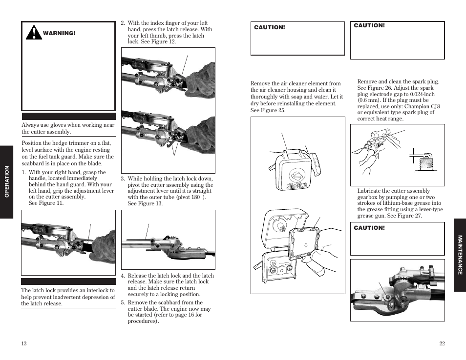 Adjusting the hedge trimmer cutter assembly, Hour maintenance, 10/15-hour maintenance | Shindaiwa 63848-94010 User Manual | Page 14 / 18