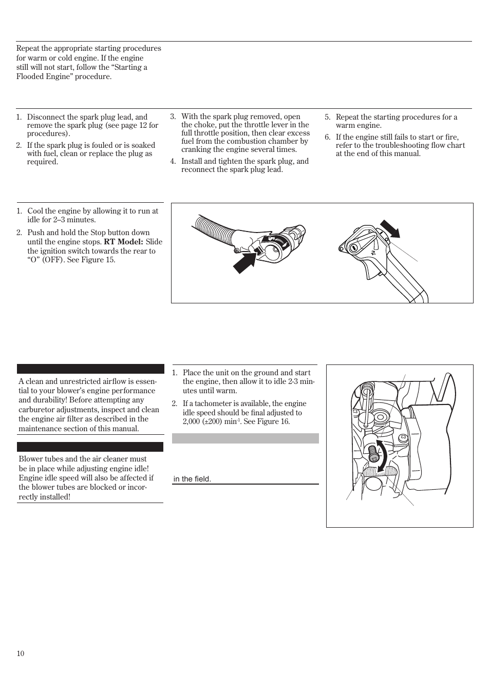 Adjusting engine idle speed | Shindaiwa EB8520 User Manual | Page 10 / 60
