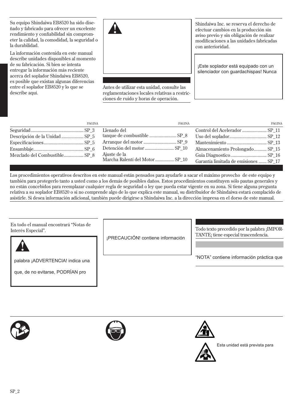 Introducción | Shindaiwa EB8520 User Manual | Page 22 / 60