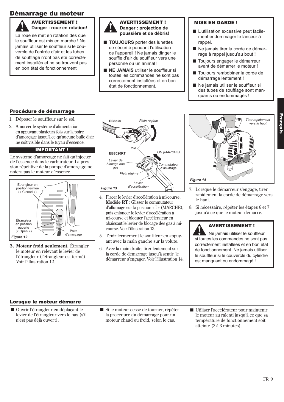 Démarrage du moteur | Shindaiwa EB8520 User Manual | Page 49 / 60