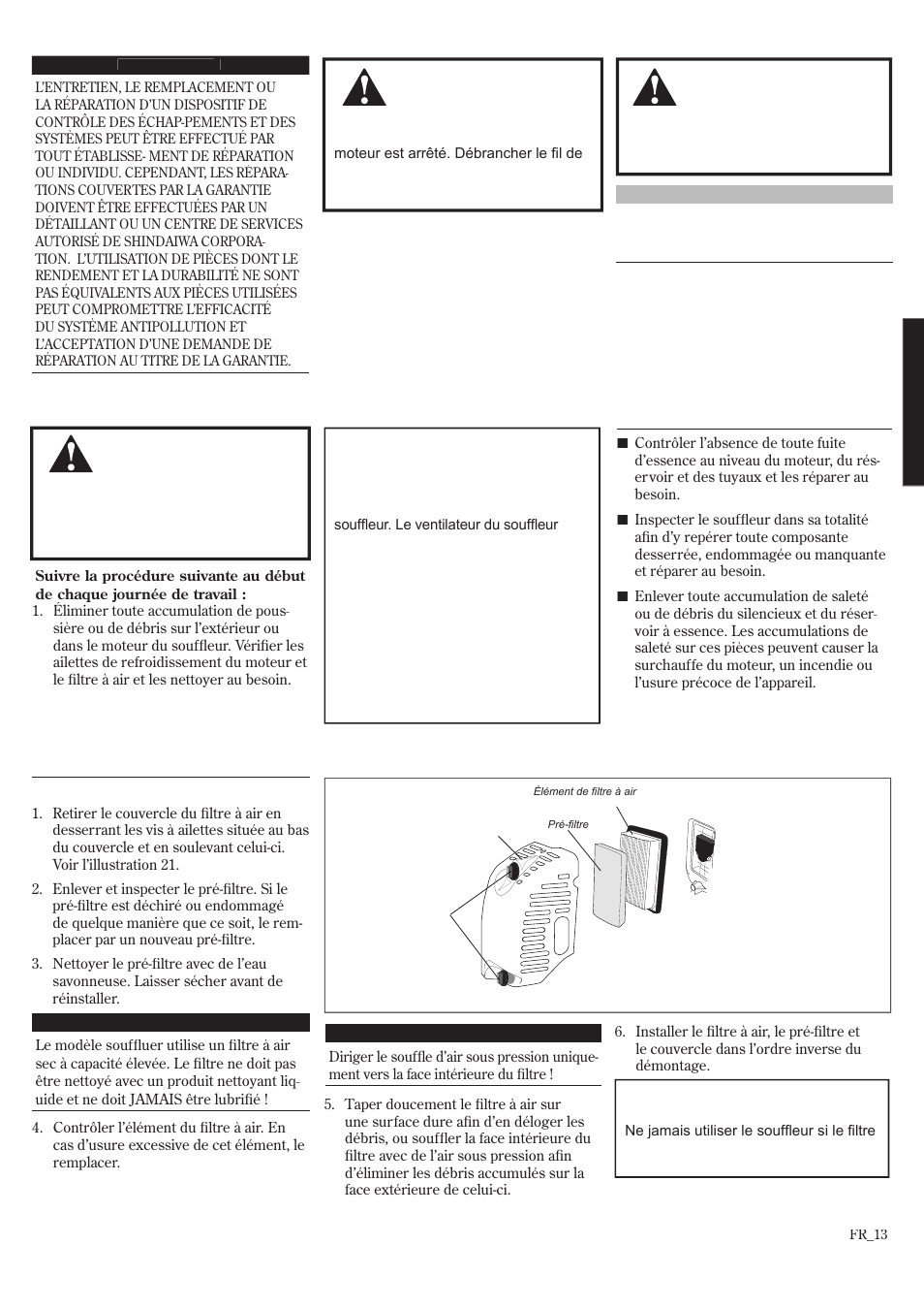 Entretien | Shindaiwa EB8520 User Manual | Page 53 / 60