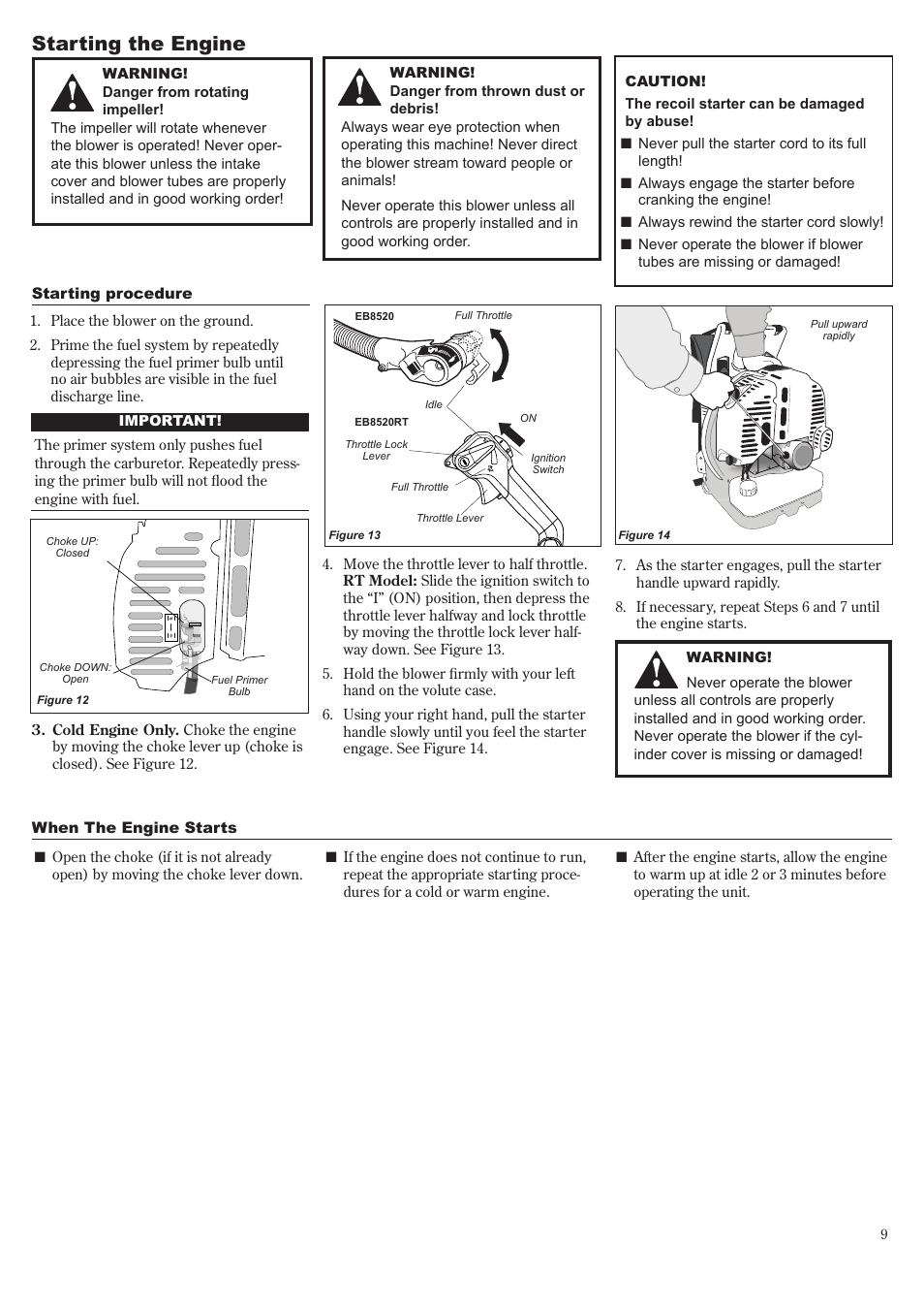 Starting the engine | Shindaiwa EB8520 User Manual | Page 9 / 60