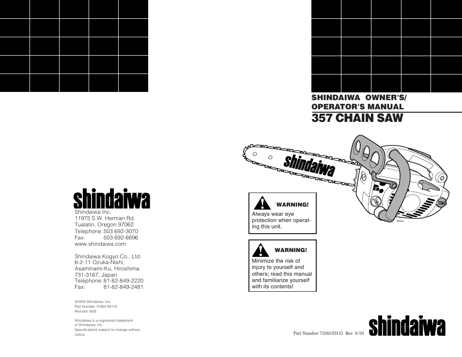 Shindaiwa 35701 User Manual | 20 pages