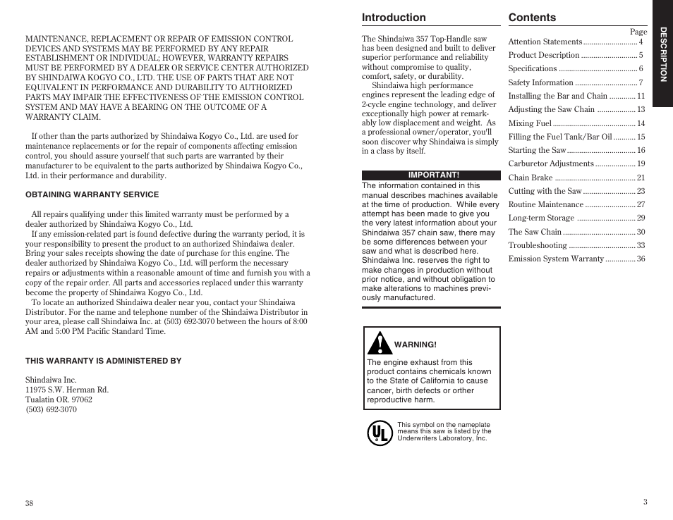 Shindaiwa 35701 User Manual | Page 3 / 20