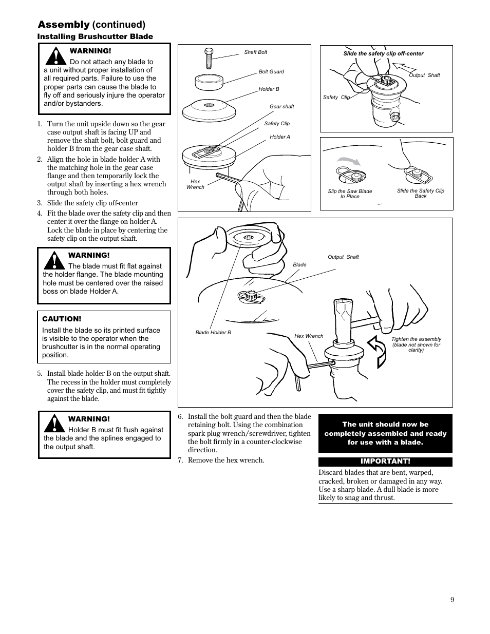 Assembly (continued) | Shindaiwa 89300 User Manual | Page 9 / 72