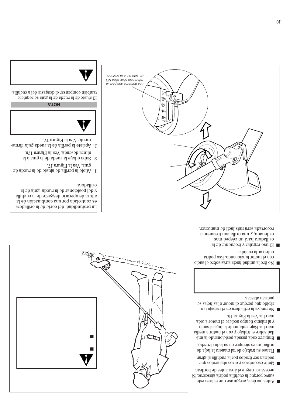 Utilizando el orillador de mano, El ajuste de la cuchilla | Shindaiwa 81719 User Manual | Page 27 / 36