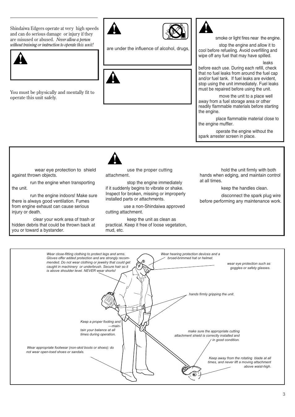 Safety instructions the properly equipped operator | Shindaiwa 81719 User Manual | Page 3 / 36