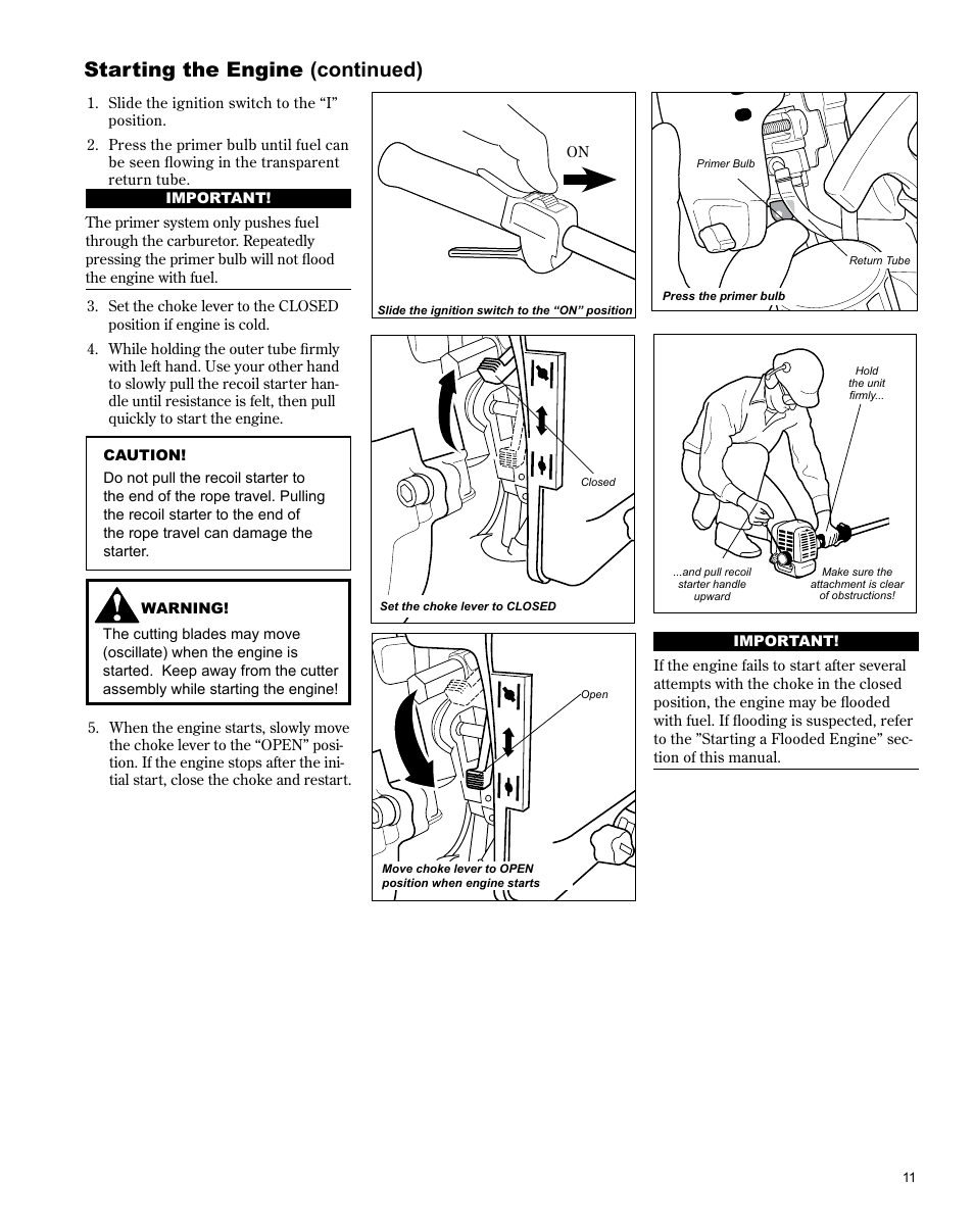 Starting the engine (continued) | Shindaiwa AH242 User Manual | Page 11 / 28