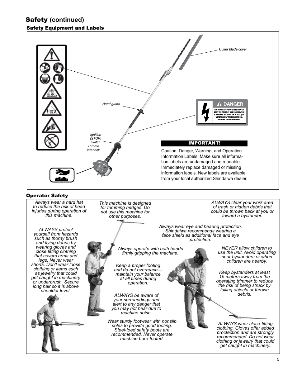 Safety (continued) | Shindaiwa AH242 User Manual | Page 5 / 28