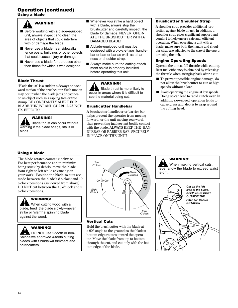 Operation (continued) | Shindaiwa 89304 User Manual | Page 14 / 72