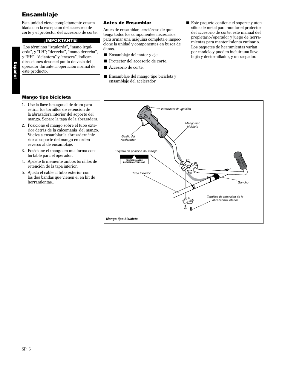 Ensamblaje | Shindaiwa 89304 User Manual | Page 30 / 72