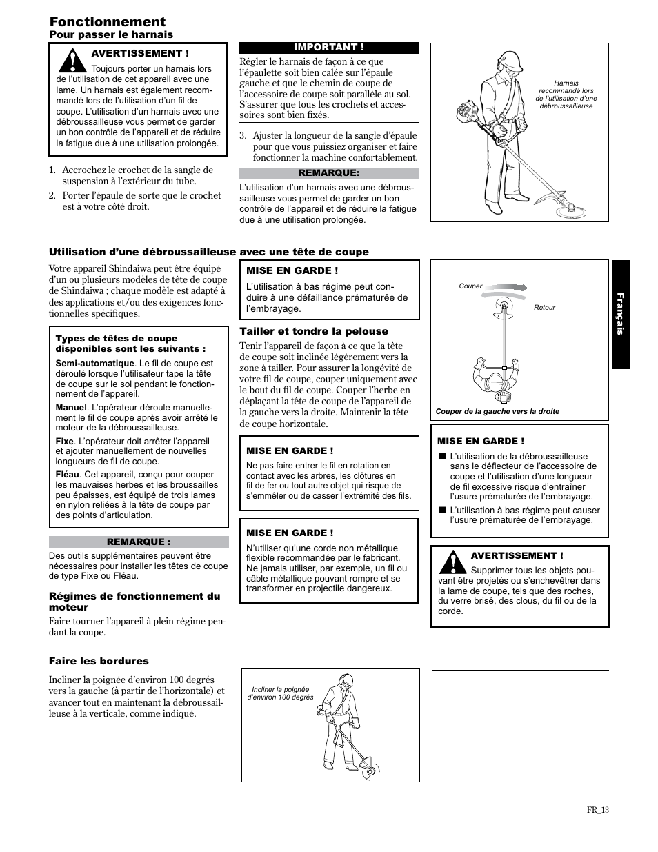 Fonctionnement | Shindaiwa 89304 User Manual | Page 61 / 72