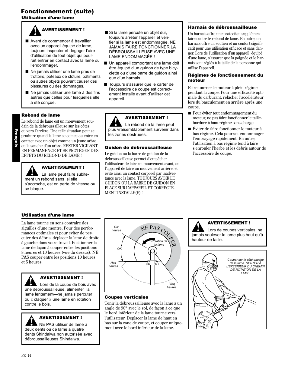 Fonctionnement (suite) | Shindaiwa 89304 User Manual | Page 62 / 72