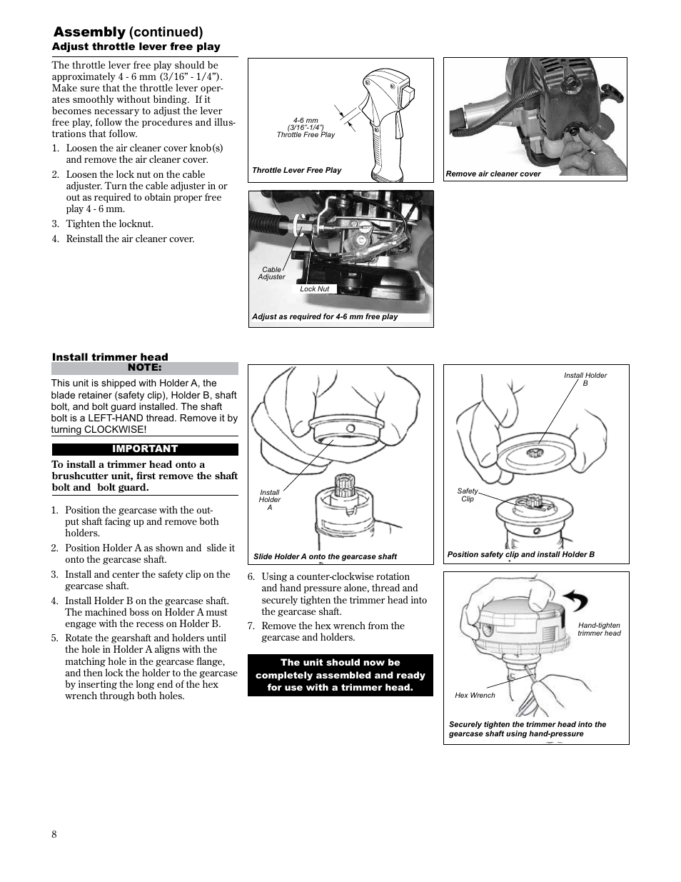 Assembly (continued) | Shindaiwa 89304 User Manual | Page 8 / 72