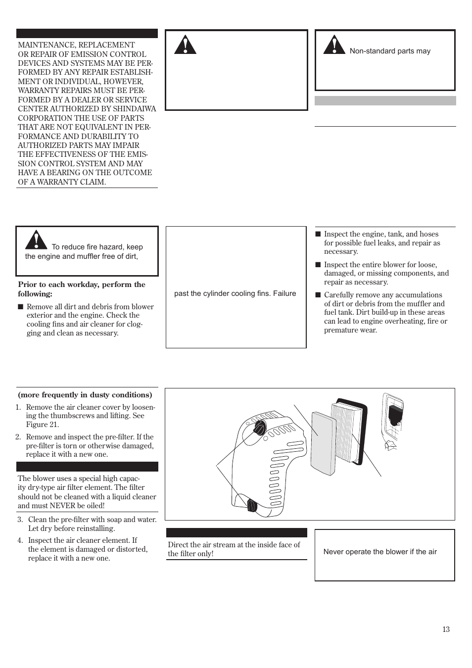 Maintenance | Shindaiwa EB802RT User Manual | Page 13 / 60