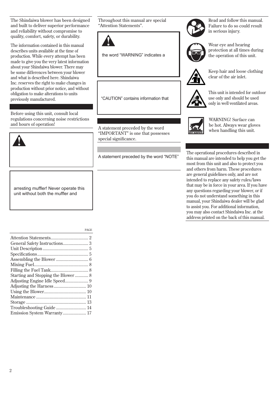 Shindaiwa EB802RT User Manual | Page 2 / 60