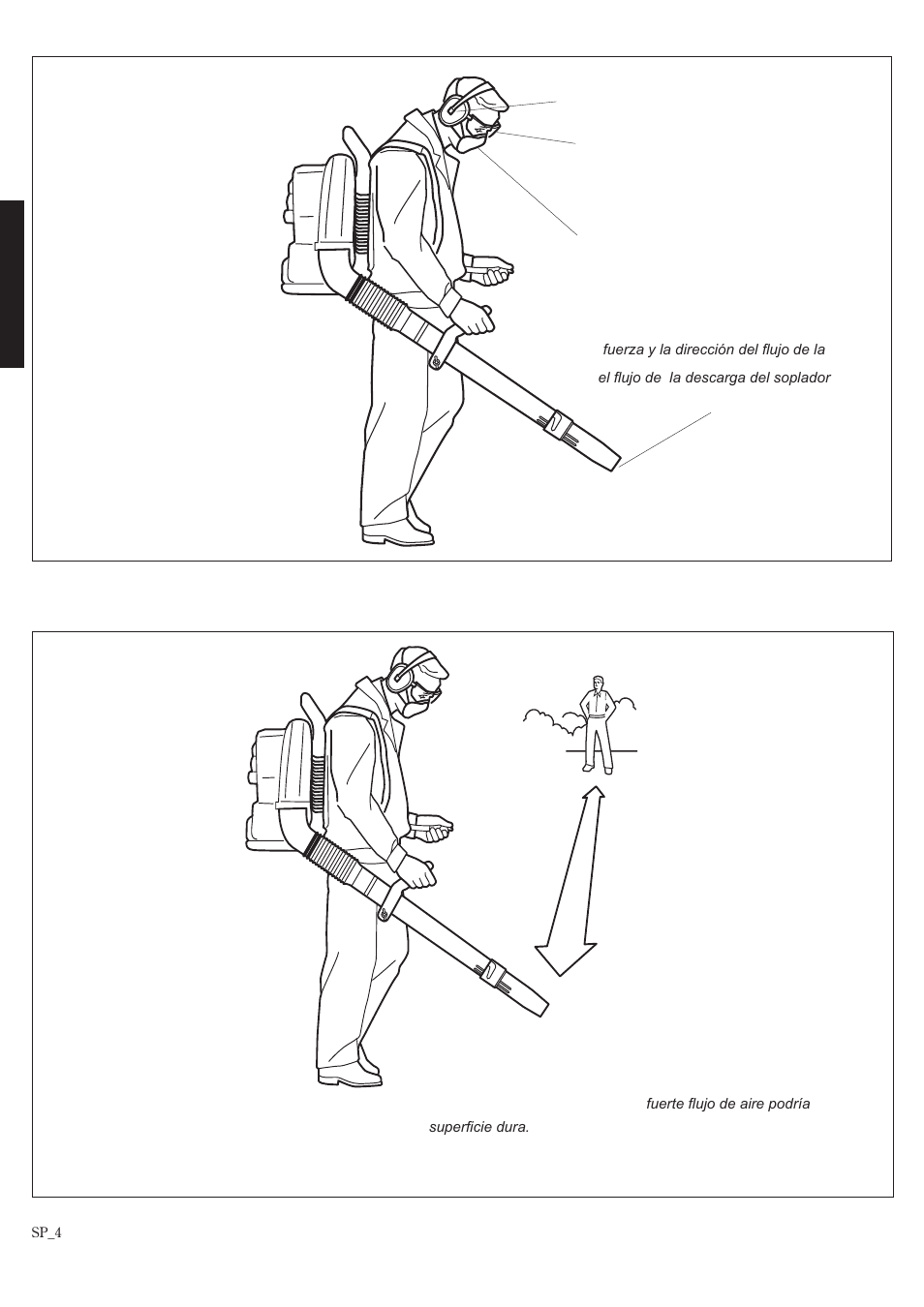 Preste atención al entorno de trabajo, Operador adecuadamente equipado | Shindaiwa EB802RT User Manual | Page 24 / 60