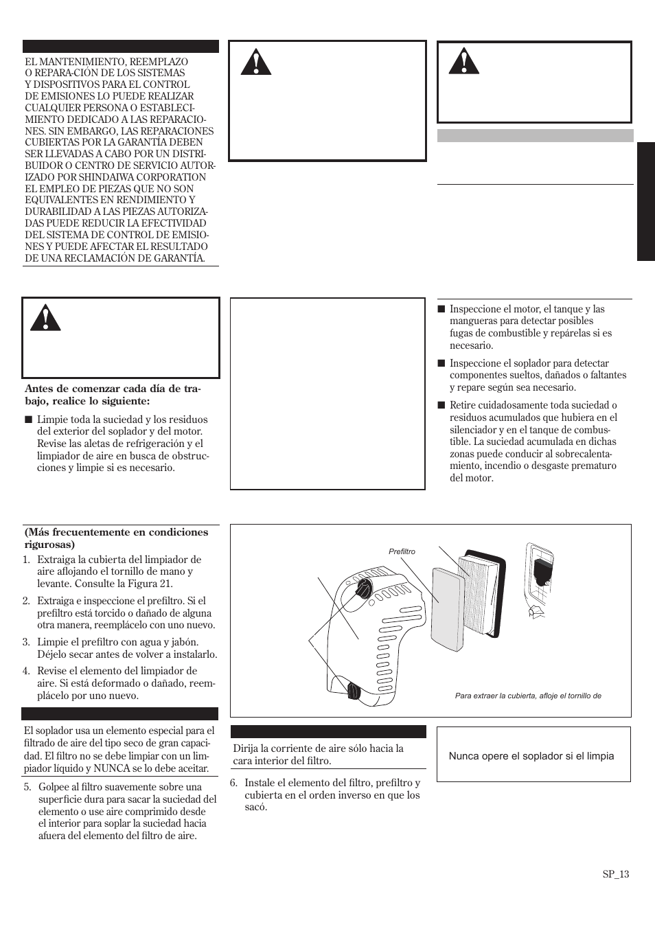 Mantenimiento | Shindaiwa EB802RT User Manual | Page 33 / 60