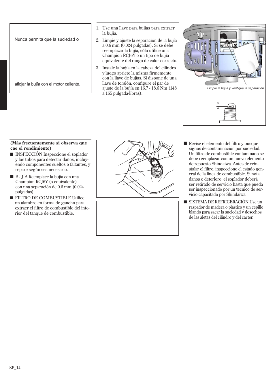 Mantenimiento (continuacion) | Shindaiwa EB802RT User Manual | Page 34 / 60