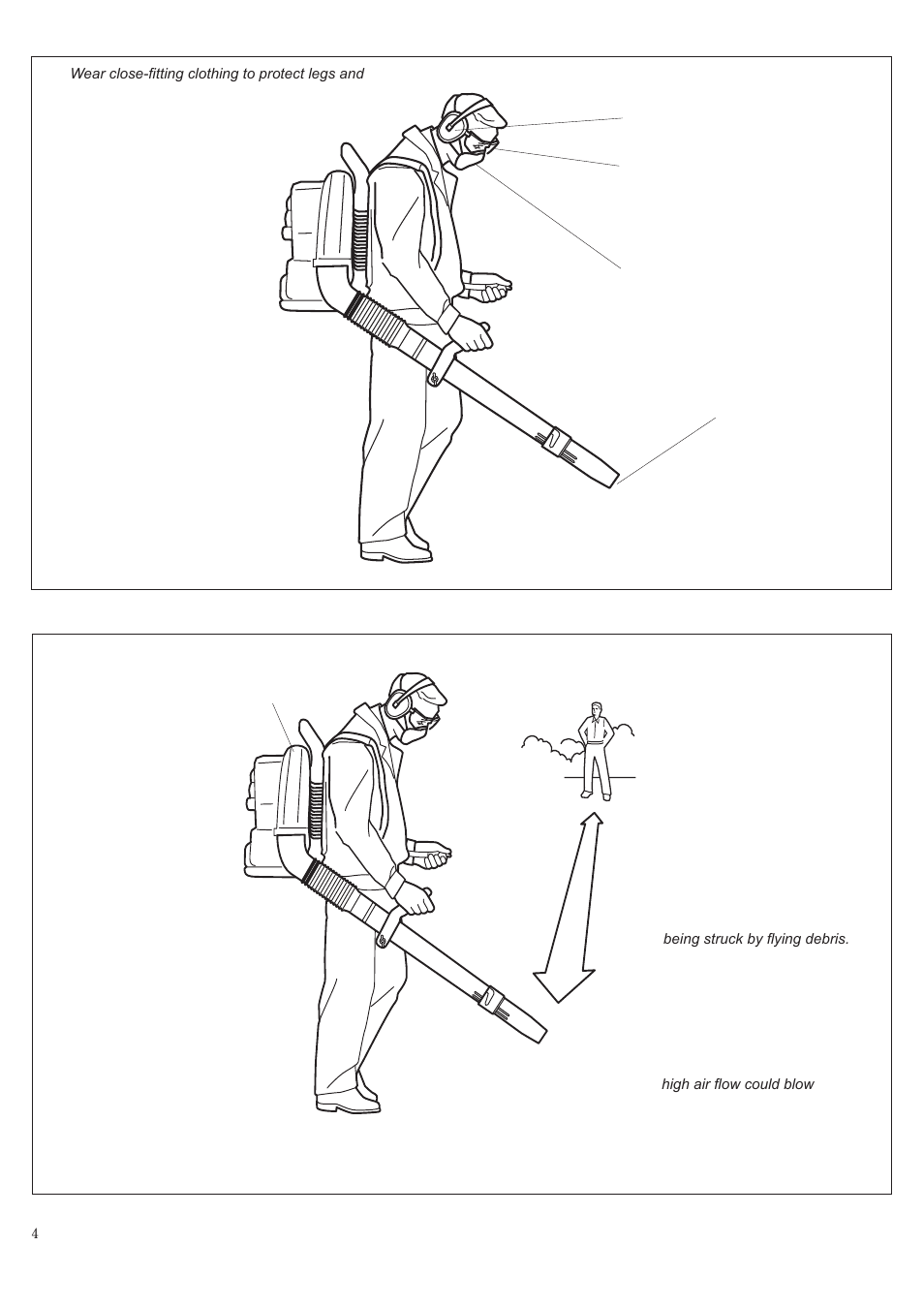 Be aware of the working environment, The properly equipped operator | Shindaiwa EB802RT User Manual | Page 4 / 60