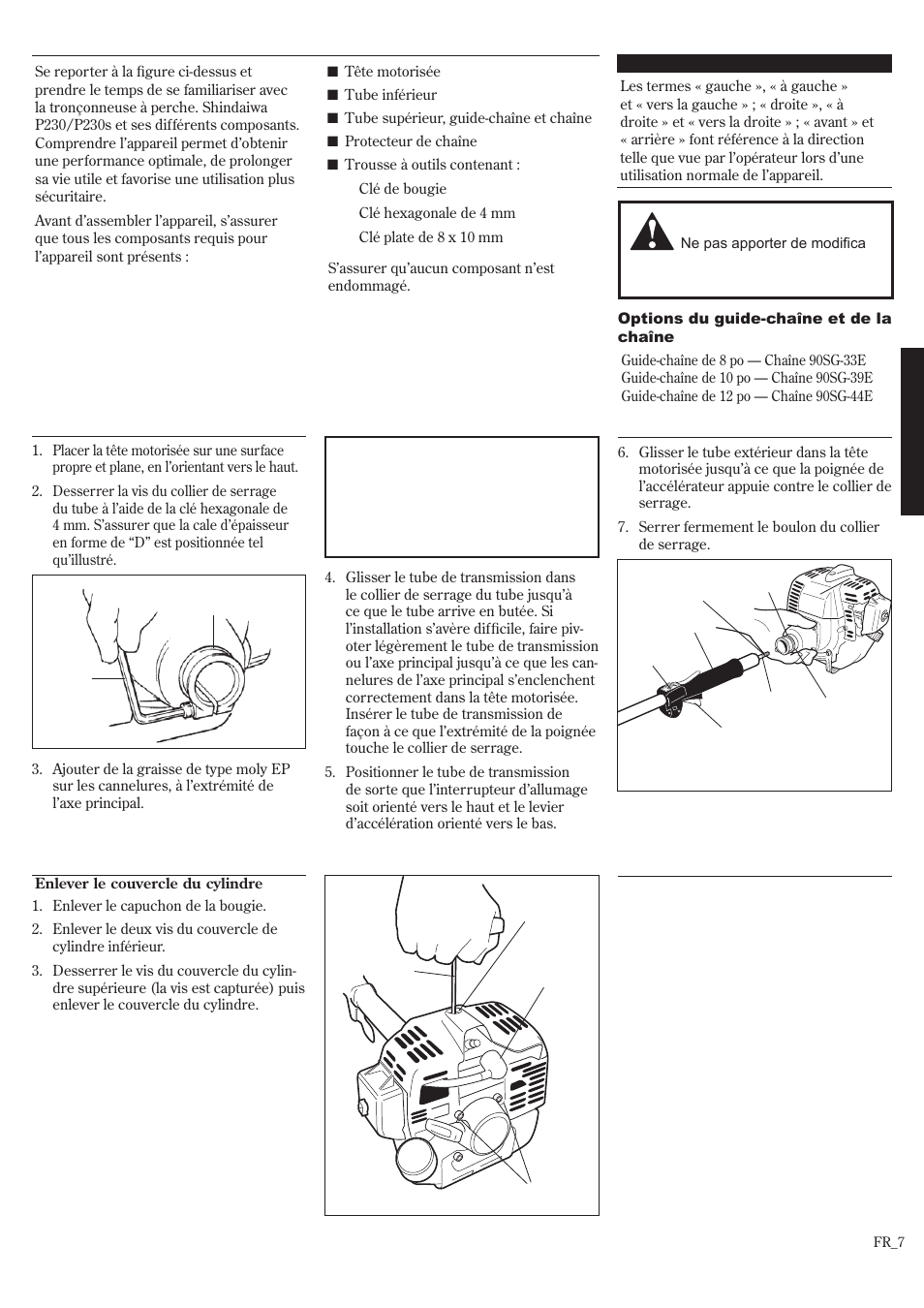 Avant l’assemblage | Shindaiwa P231 User Manual | Page 51 / 68