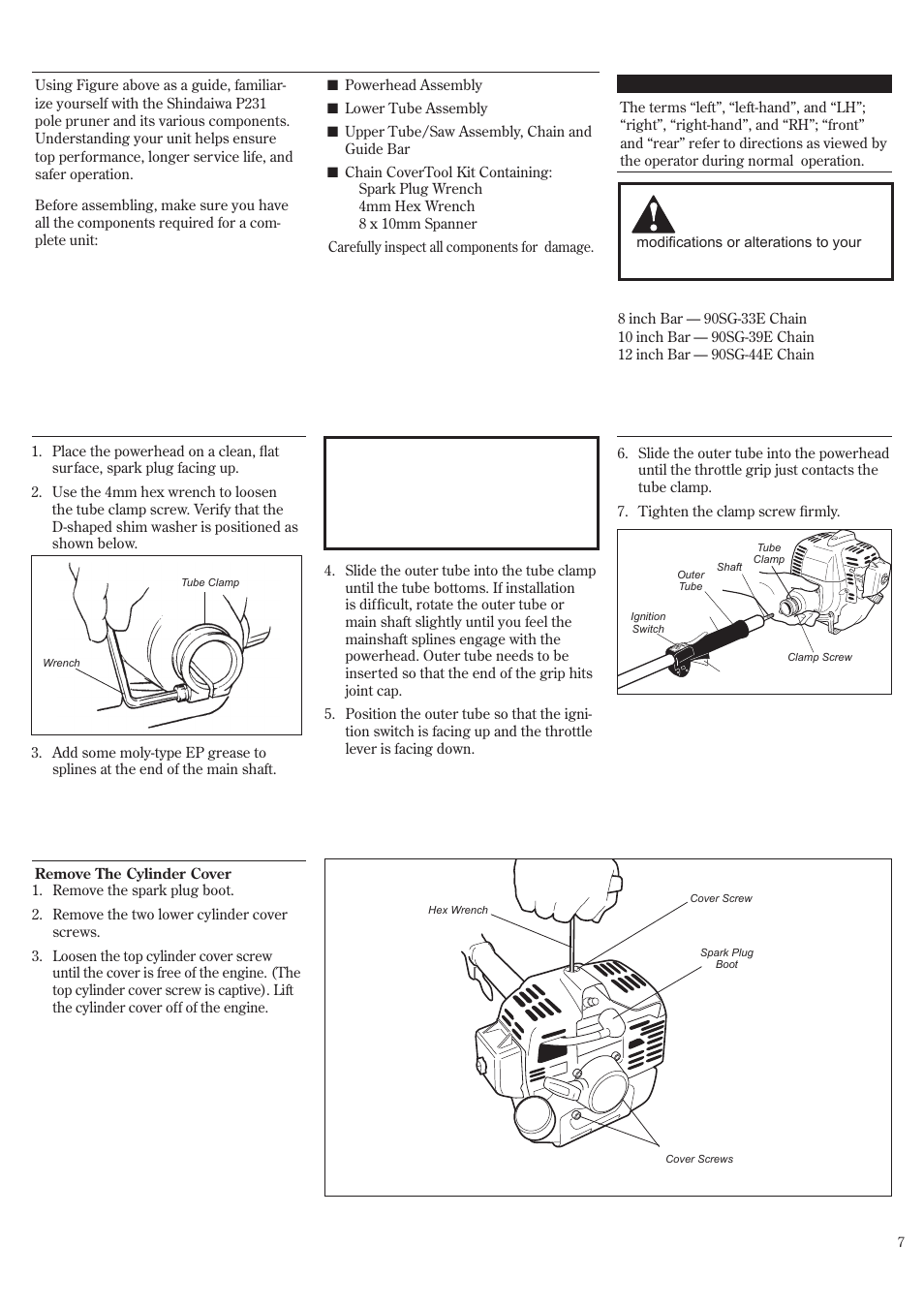 Technical specifications, Assembly | Shindaiwa P231 User Manual | Page 7 / 68