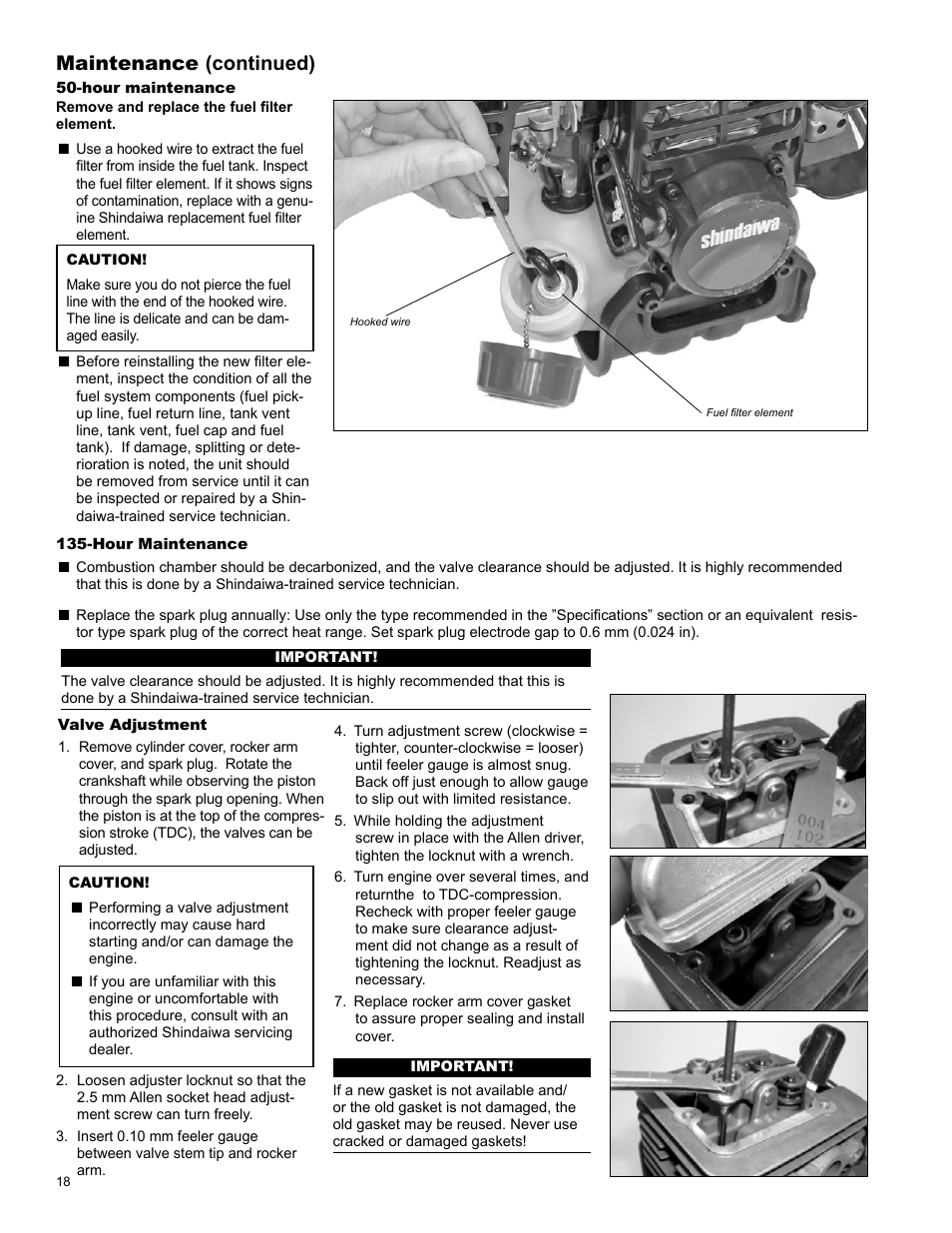 Maintenance (continued) | Shindaiwa C344 User Manual | Page 18 / 32