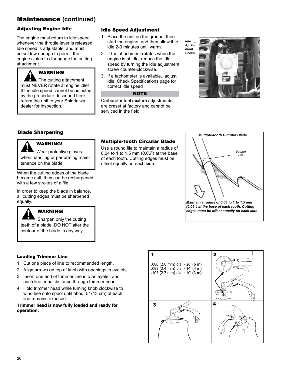 Maintenance (continued) | Shindaiwa C344 User Manual | Page 20 / 32