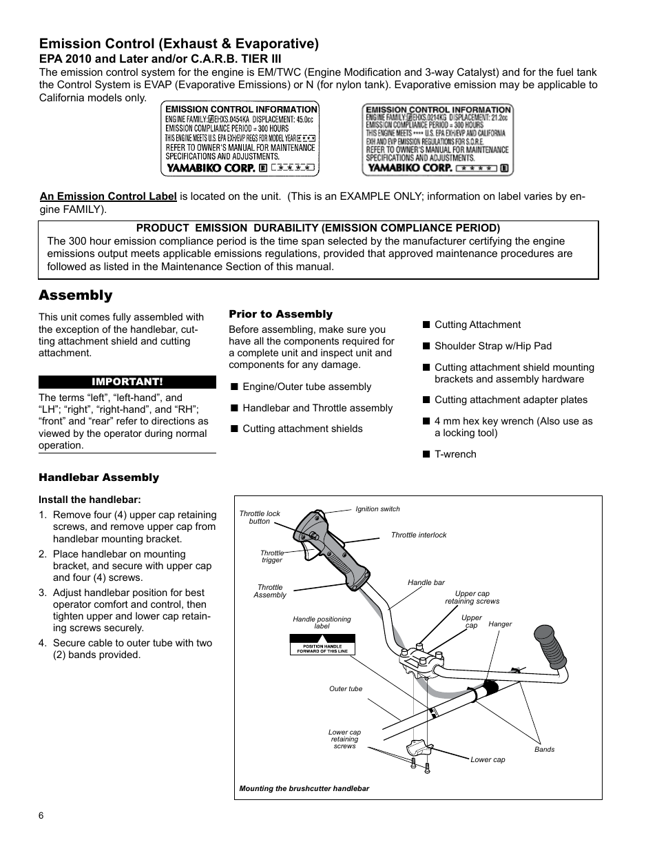 Emission control (exhaust & evaporative), Assembly | Shindaiwa C344 User Manual | Page 6 / 32