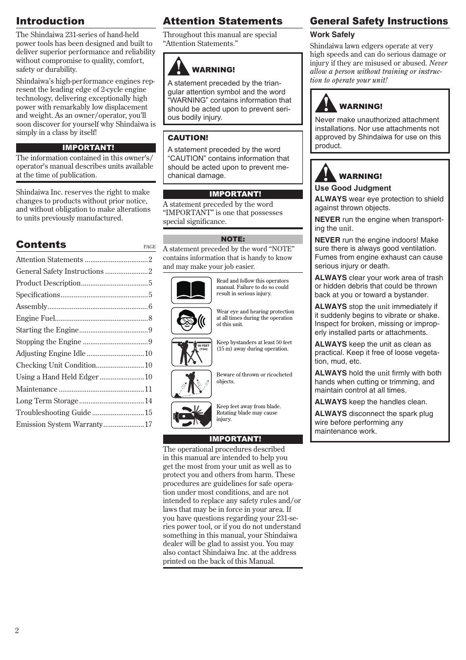 Shindaiwa LE231 User Manual | Page 2 / 20