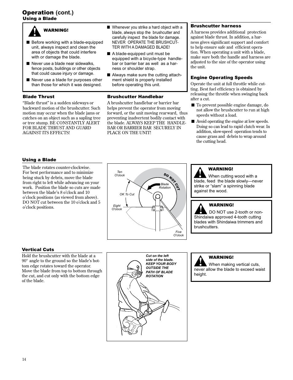 Operation (cont.) | Shindaiwa 89301 User Manual | Page 14 / 72