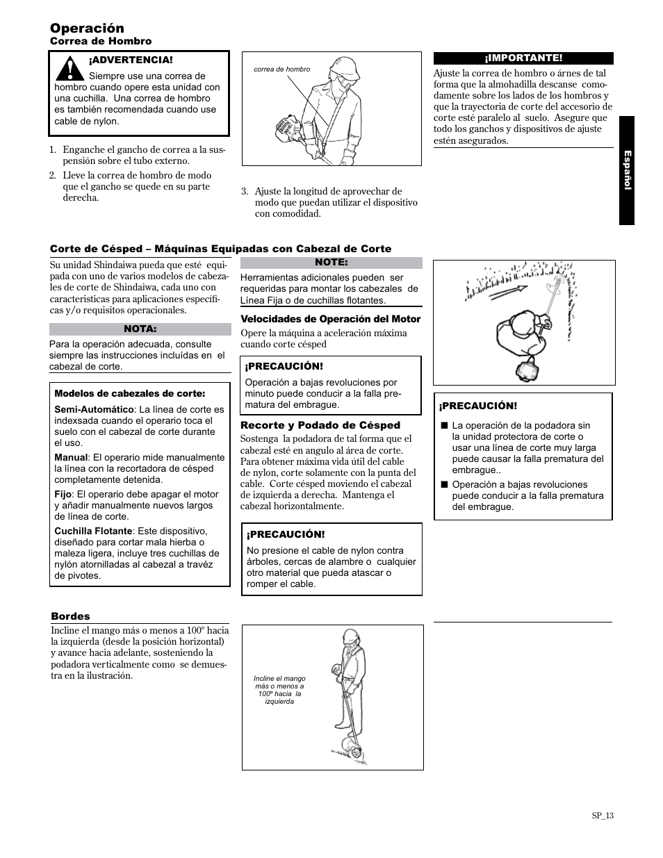 Operación | Shindaiwa 89301 User Manual | Page 37 / 72