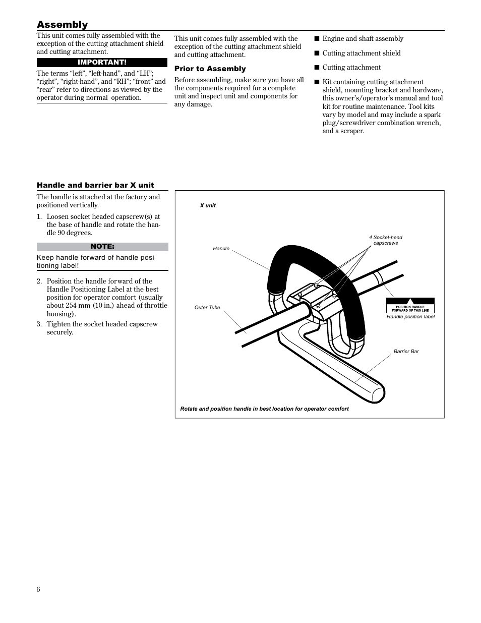 Assembly | Shindaiwa 89301 User Manual | Page 6 / 72