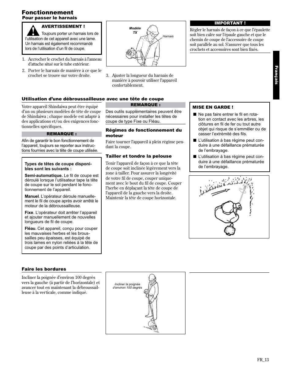 Fonctionnement | Shindaiwa 89301 User Manual | Page 61 / 72