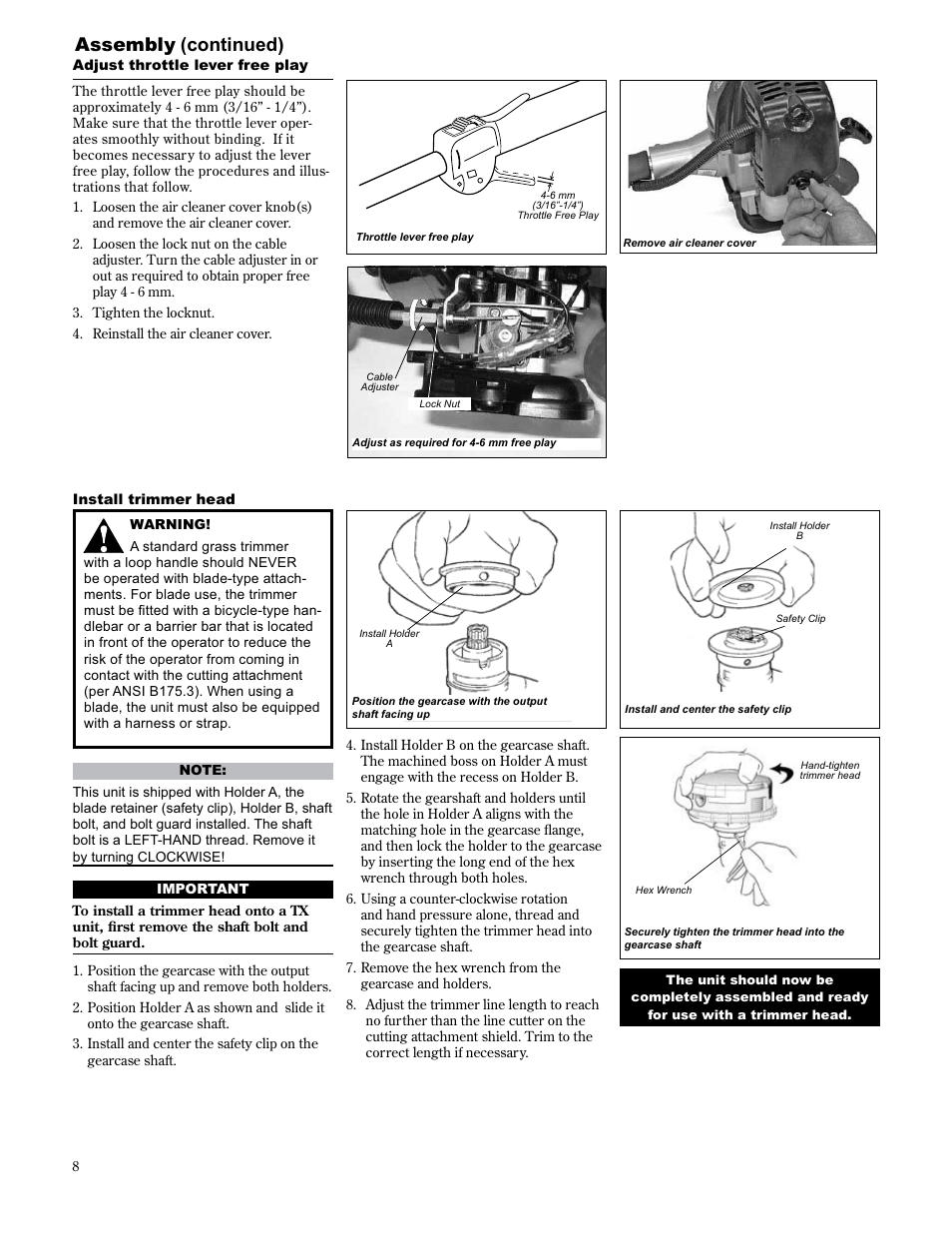 Assembly (continued) | Shindaiwa 89301 User Manual | Page 8 / 72