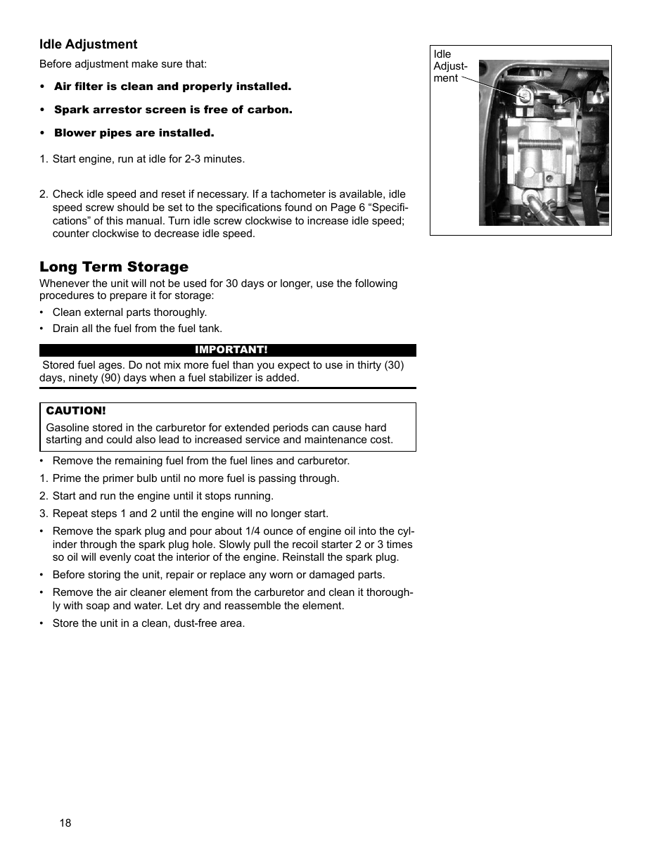 Long term storage | Shindaiwa X7501930300 User Manual | Page 18 / 28