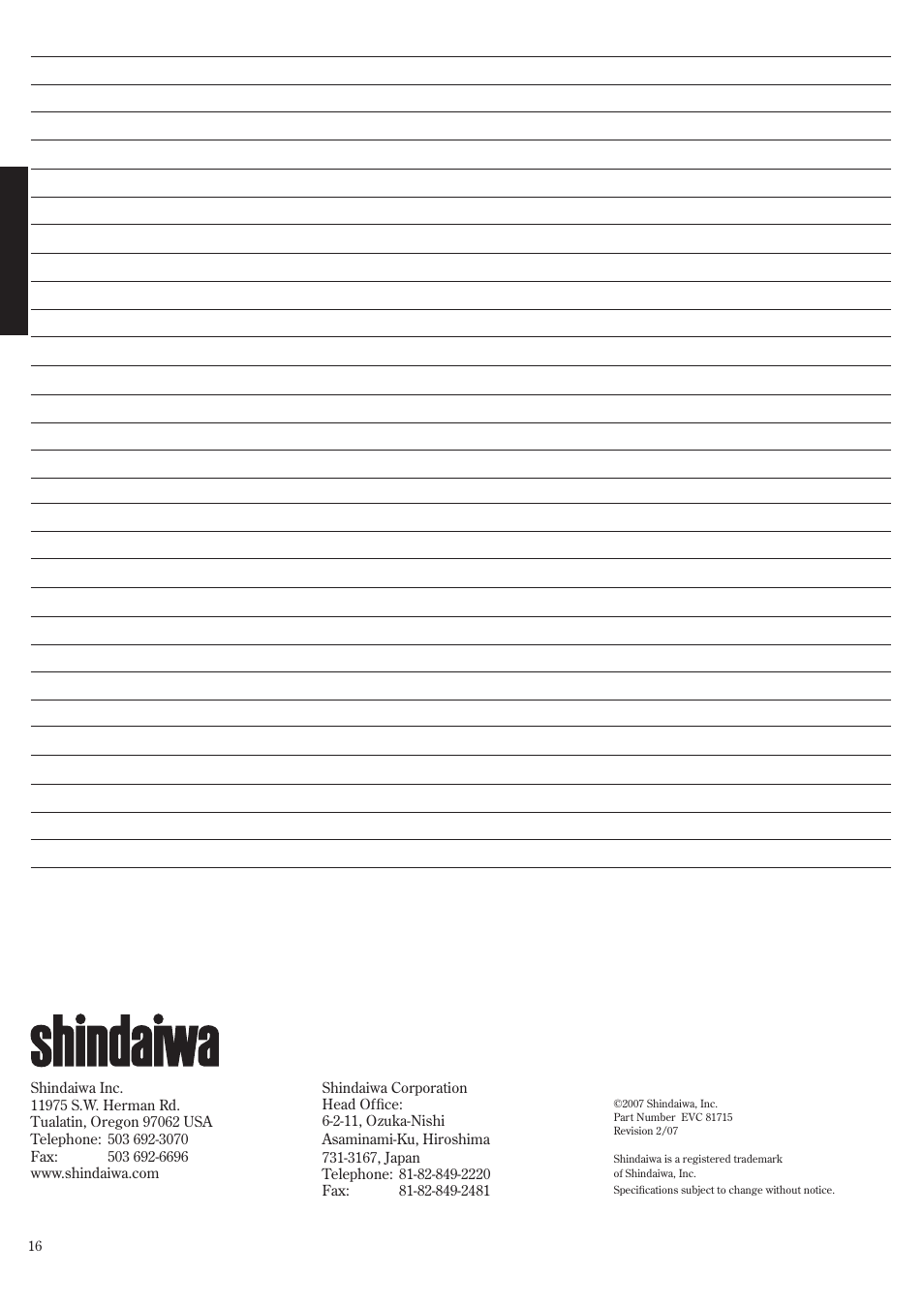 Shindaiwa HT2510/EVC User Manual | Page 16 / 48