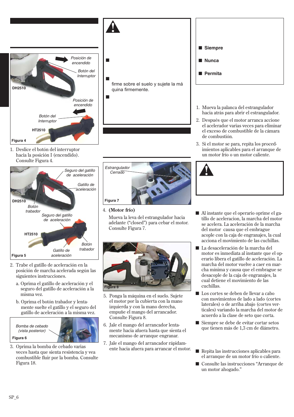 Instrucciones de arranque | Shindaiwa HT2510/EVC User Manual | Page 22 / 48
