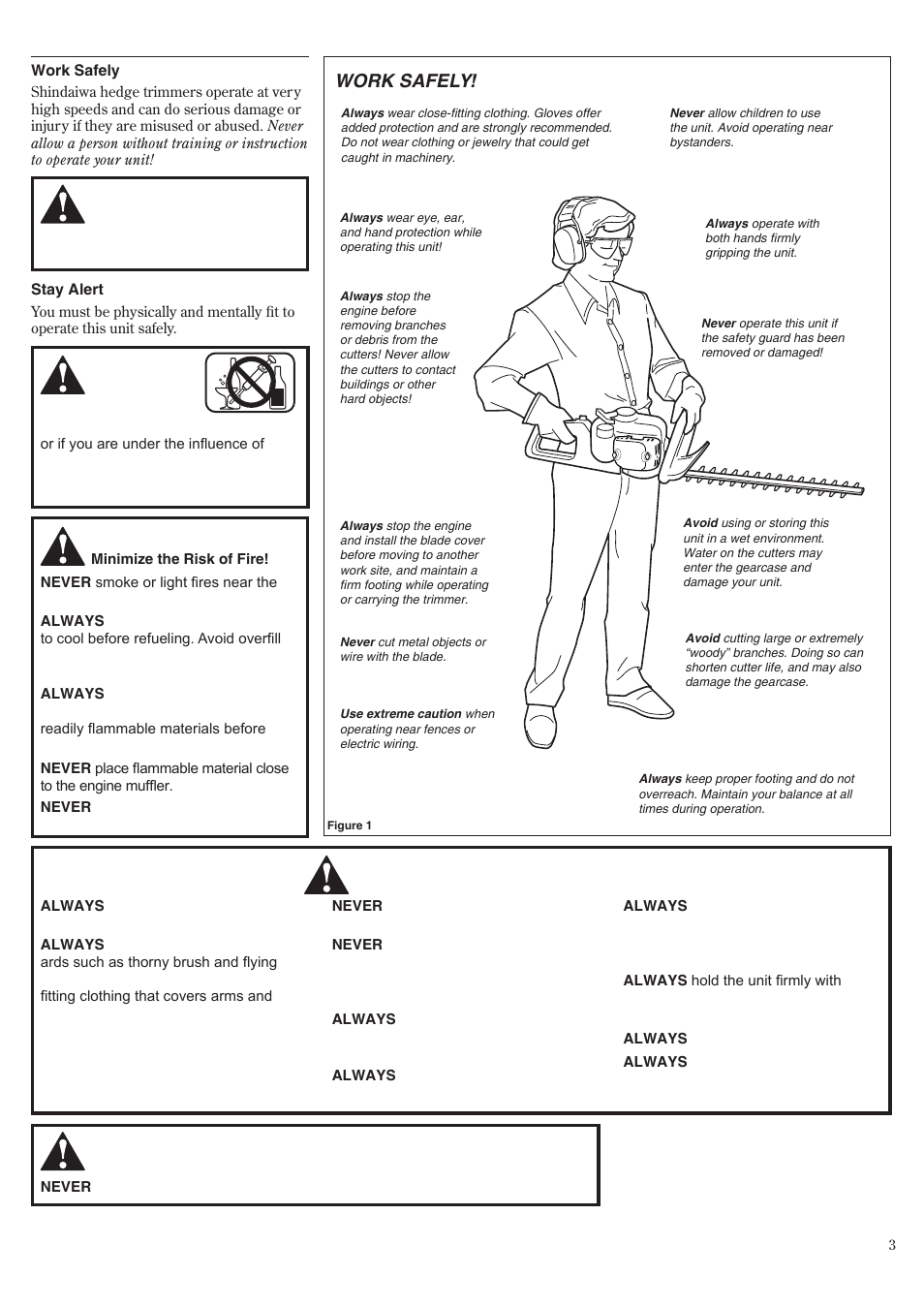 General safety instructions, Work safely | Shindaiwa HT2510/EVC User Manual | Page 3 / 48