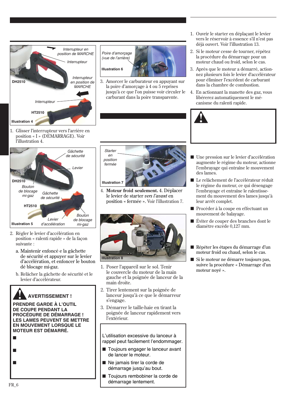 Procédure de démarrage | Shindaiwa HT2510/EVC User Manual | Page 38 / 48