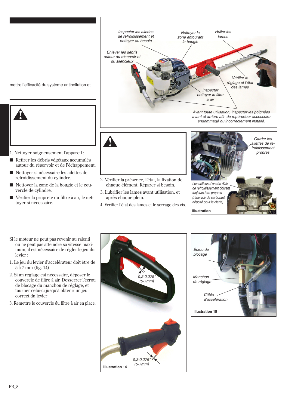 Entretien et réglages, Réglage du jeu du levier d’accélérateur | Shindaiwa HT2510/EVC User Manual | Page 40 / 48