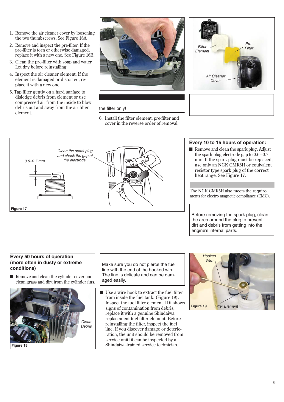 10/15-hour maintenance, Hour maintenance | Shindaiwa HT2510/EVC User Manual | Page 9 / 48