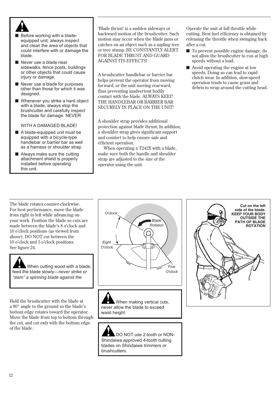 Using a blade t242x | Shindaiwa T242/EVC User Manual | Page 12 / 60