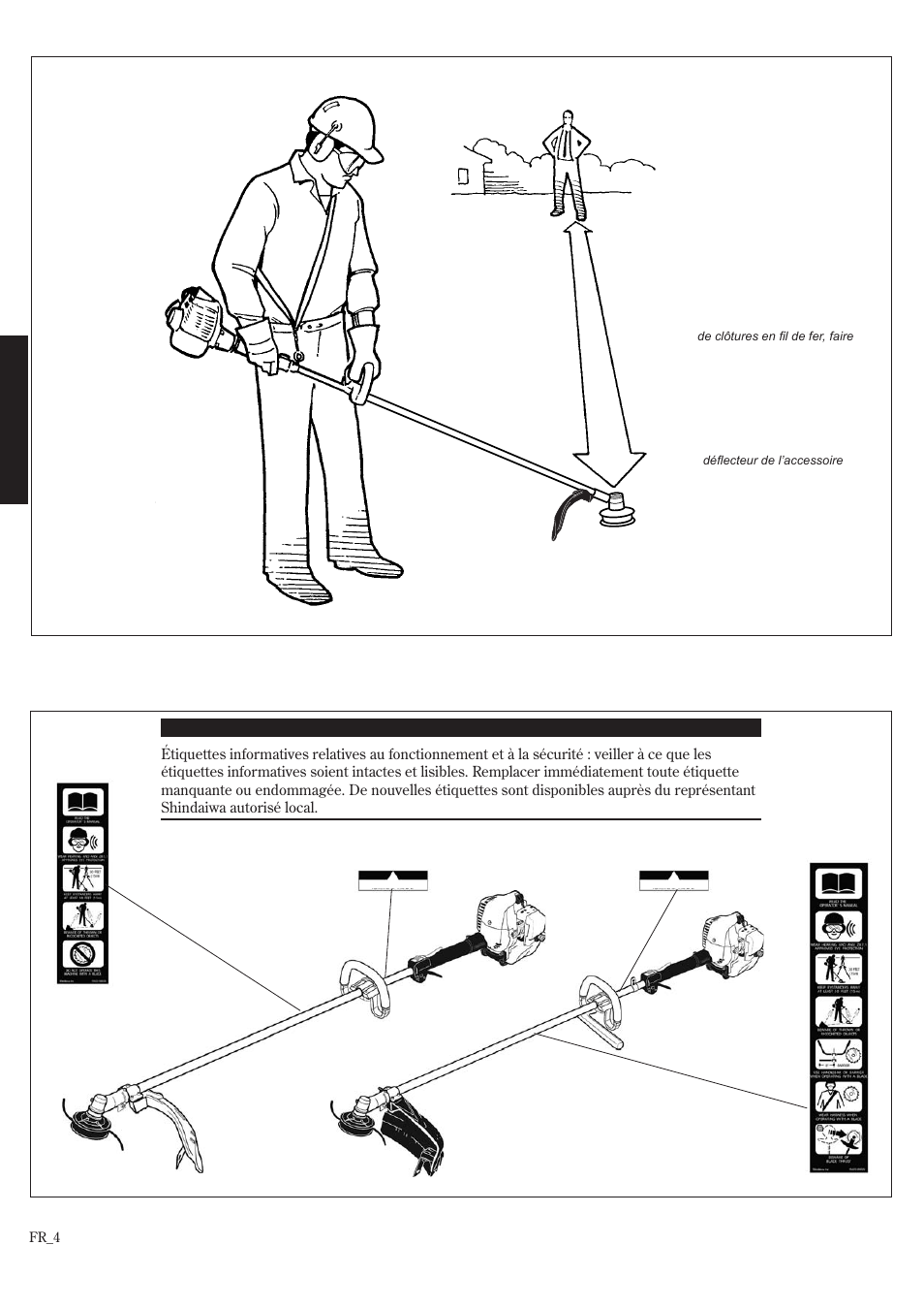 Tenir compte de l’environnement de travail, 15 mètres étiquettes de sécurité | Shindaiwa T242/EVC User Manual | Page 44 / 60