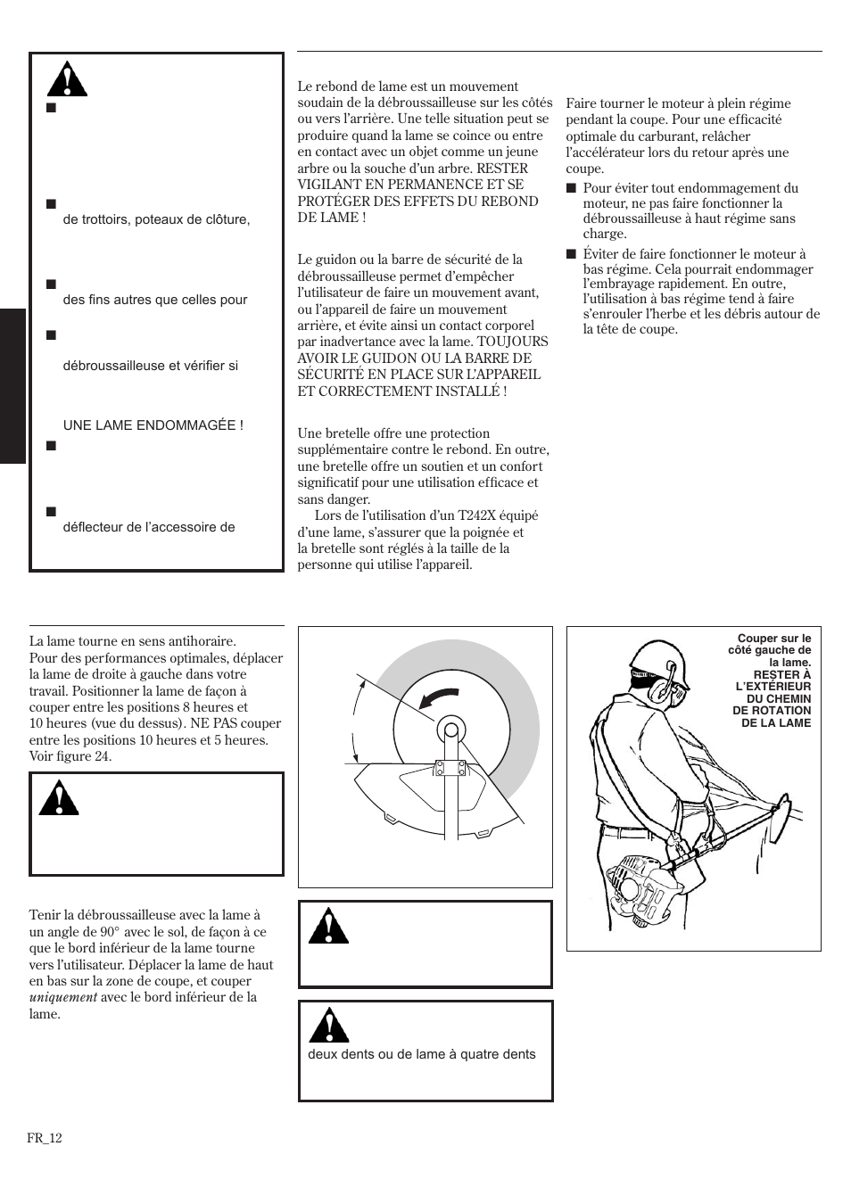 Utilisation d’une lame t242x | Shindaiwa T242/EVC User Manual | Page 52 / 60