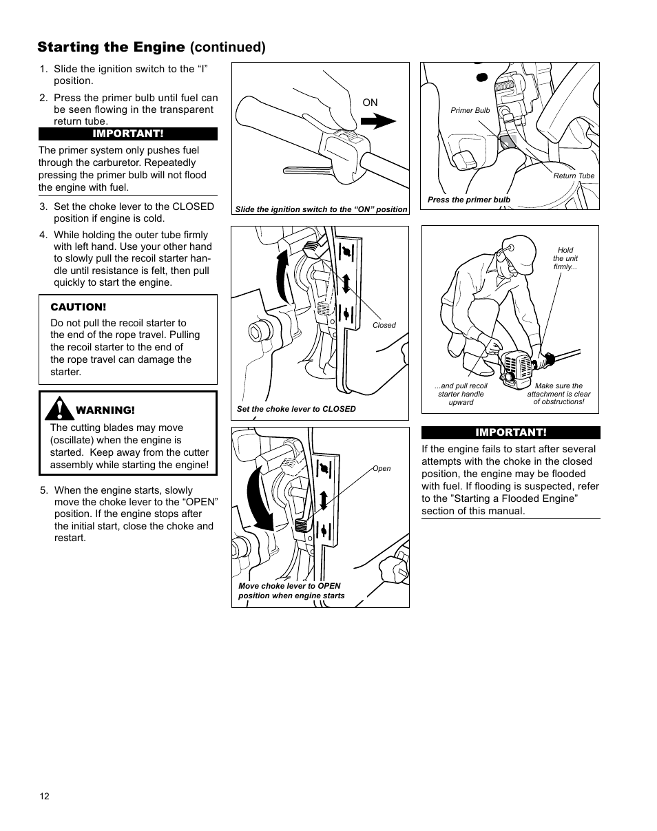 Starting the engine (continued) | Shindaiwa Articulated Hedge AH242 User Manual | Page 12 / 28